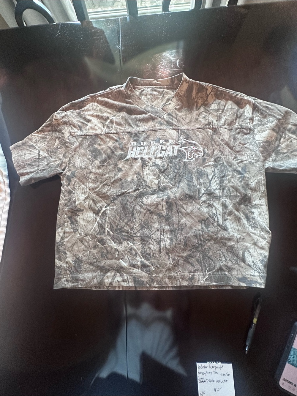 Hollister Heavyweight Baggy Crop Tee in Brown Tie-Dye - M